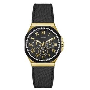 GUESS Women's Multi-Function Black Leather Watch 36mm
